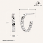 Sterling Silver Geometric C-Curve Stud Earrings - Platinum