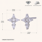 Sterling Silver Zirconia Cross Stud Earrings - Platinum