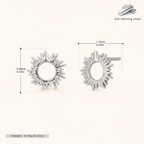Sterling Silver Little Sun Stud Earrings - Platinum