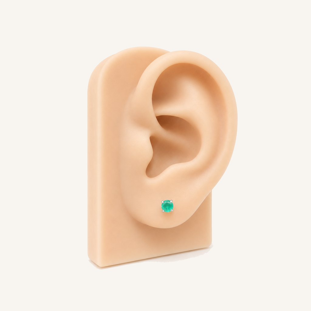 Titanium Green Agate Flat Back Stud Earrings