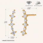 Sterling Silver Shooting Star Zirconia Stud Earrings - Gold