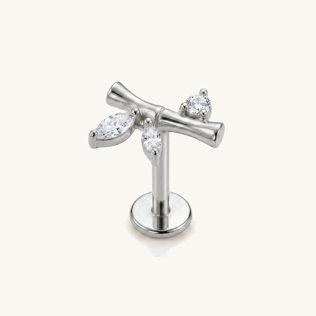 Bamboo Titanium Stud Earrings - Silver