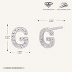 Sterling Silver Pave Initial Letter Stud Earrings - Platinum / G