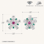 Sterling Silver Christmas Snowflake Stud Earrings - Platinum