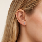 Sterling Silver Zirconia Cross Stud Earrings worn on the ear