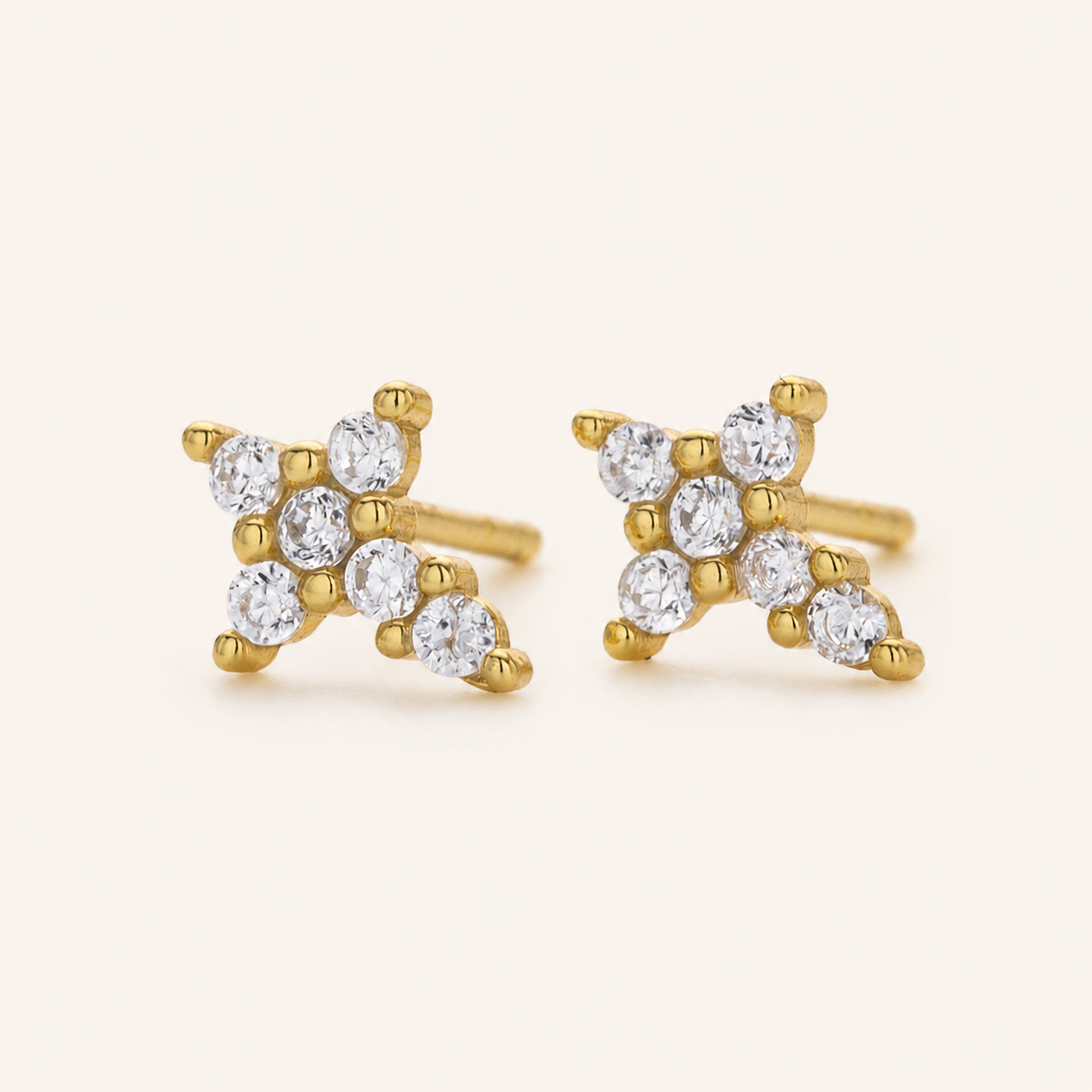 Sterling Silver Zirconia Cross Stud Earrings detail view
