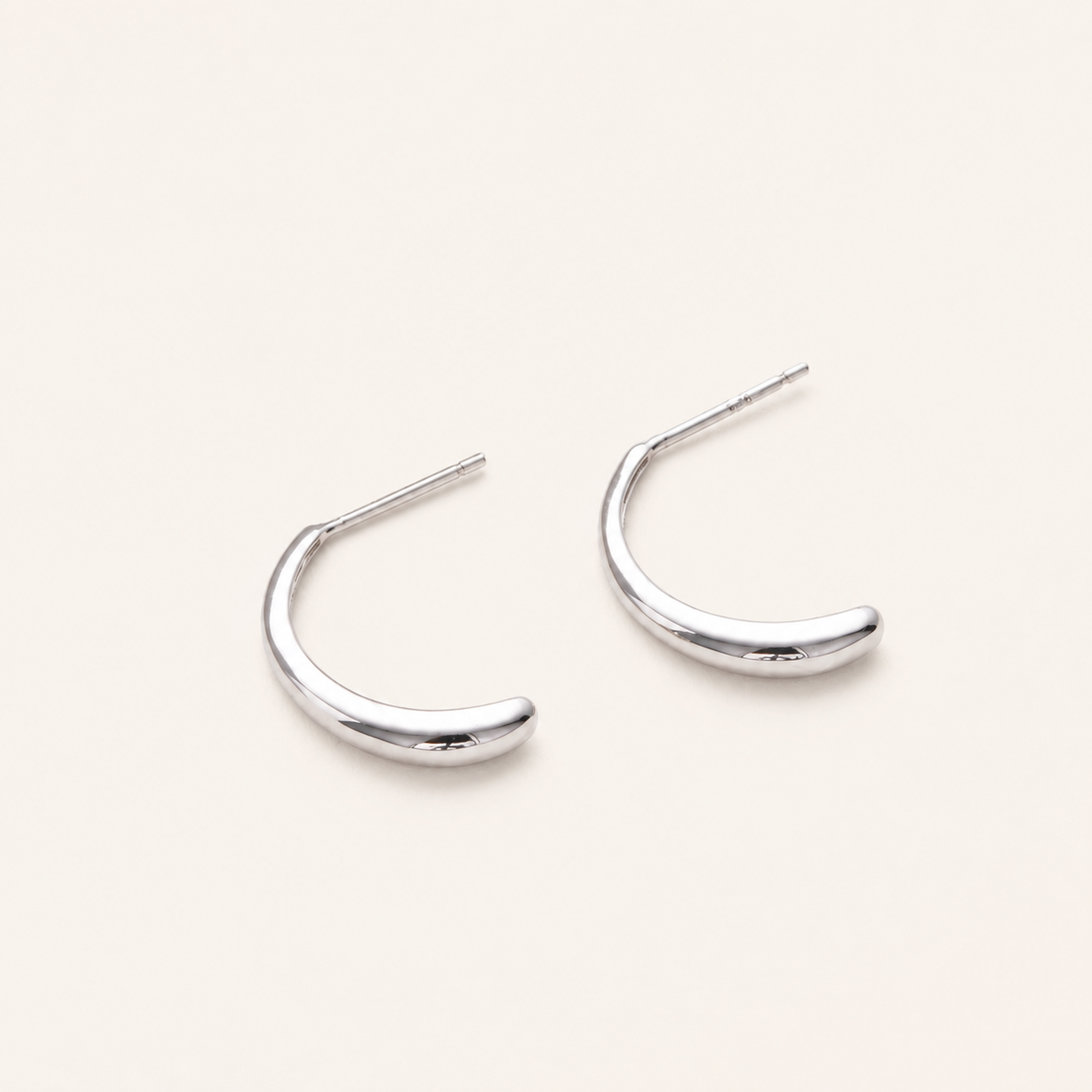 Sterling Silver Petal Half-Arc Stud Earrings detail view