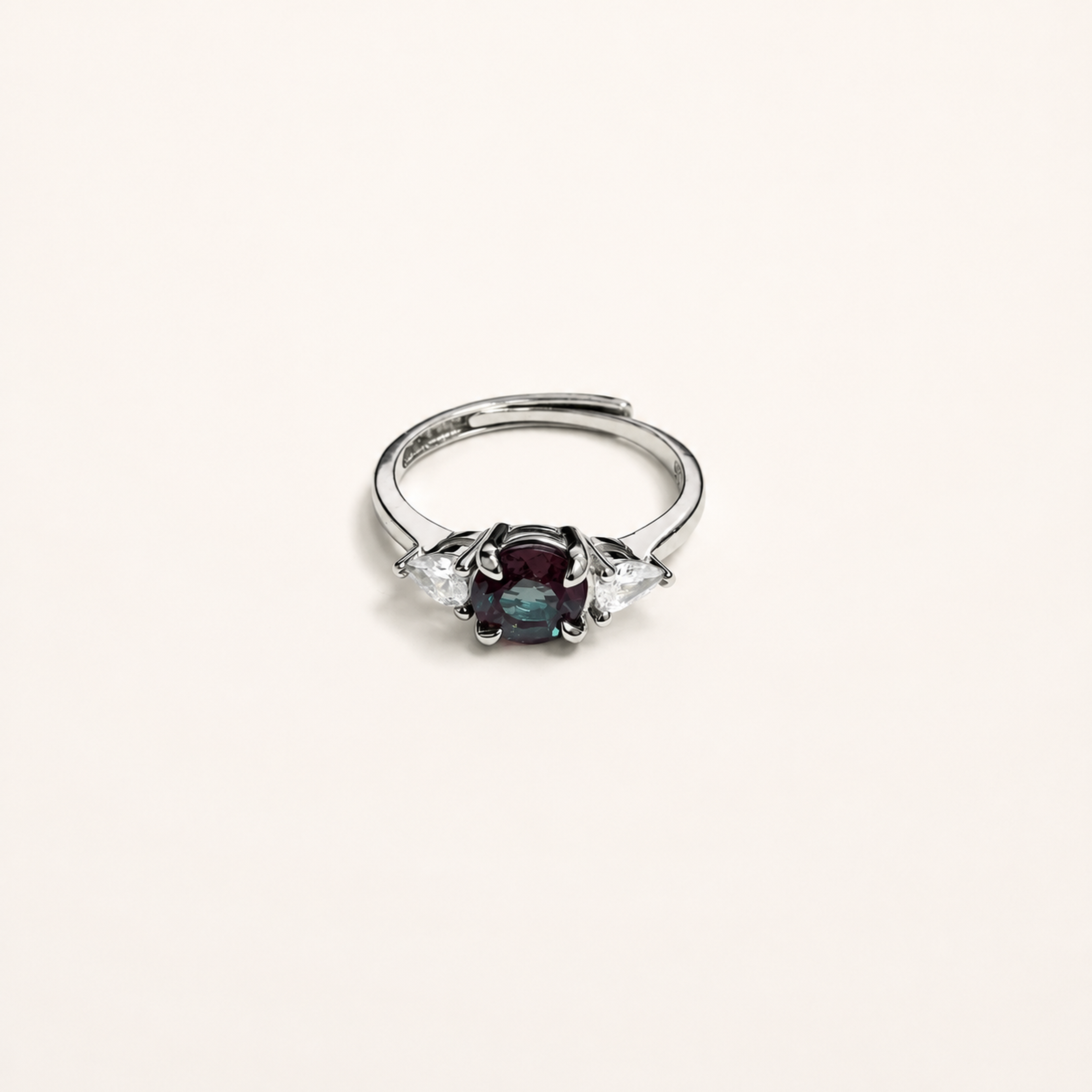 Triune Lab-Grown Alexandrite Ring