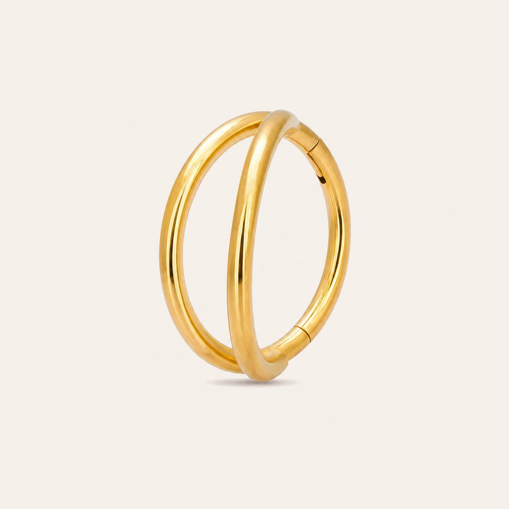 Parallel Line Titanium Hoop Earrings - Gold