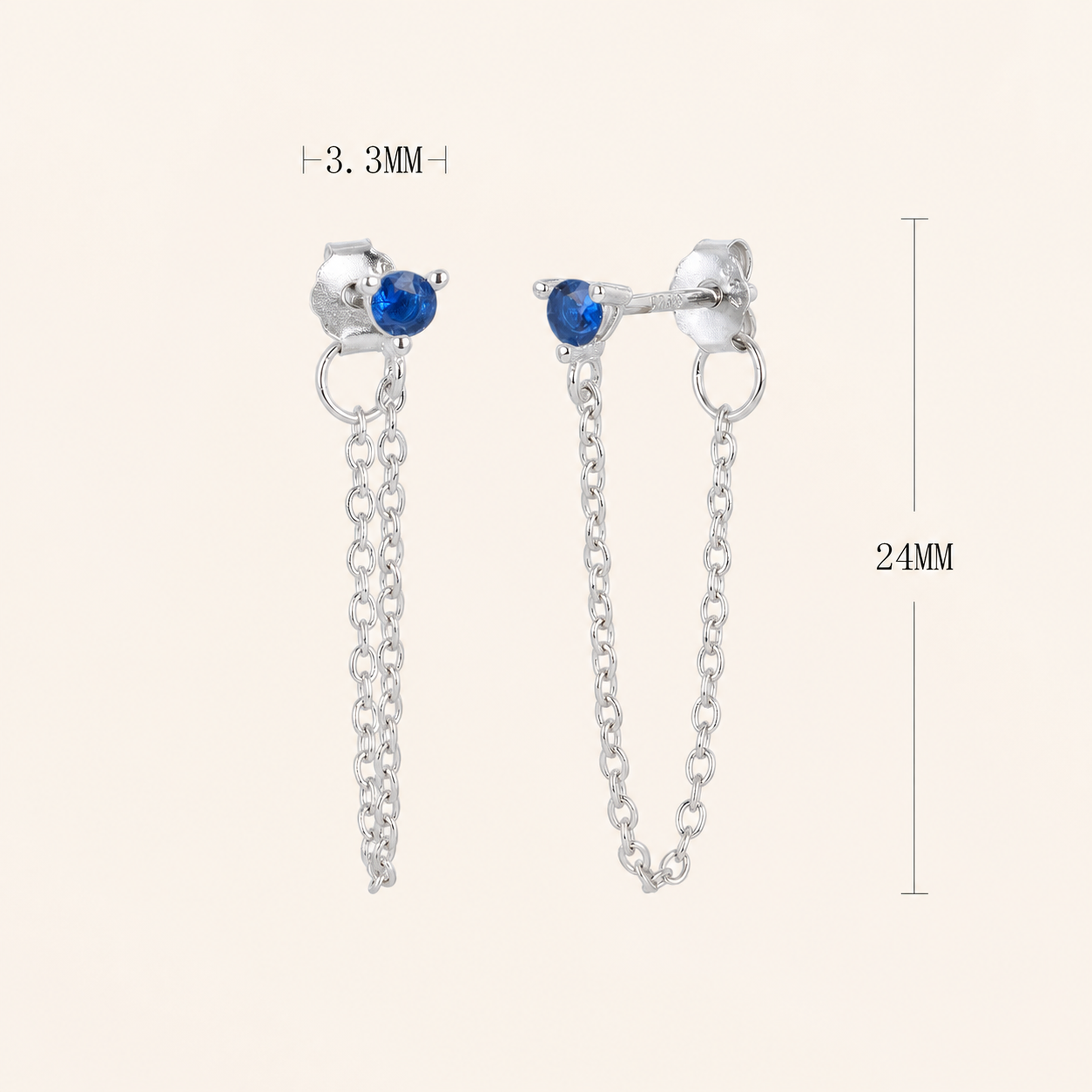Sterling Silver Turquoise Chain Threader Earrings - Platinum / Blue