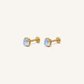 Titanium Moonstone Flat Back Stud Earrings