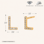 Sterling Silver Pave Initial Letter Stud Earrings - Gold / L