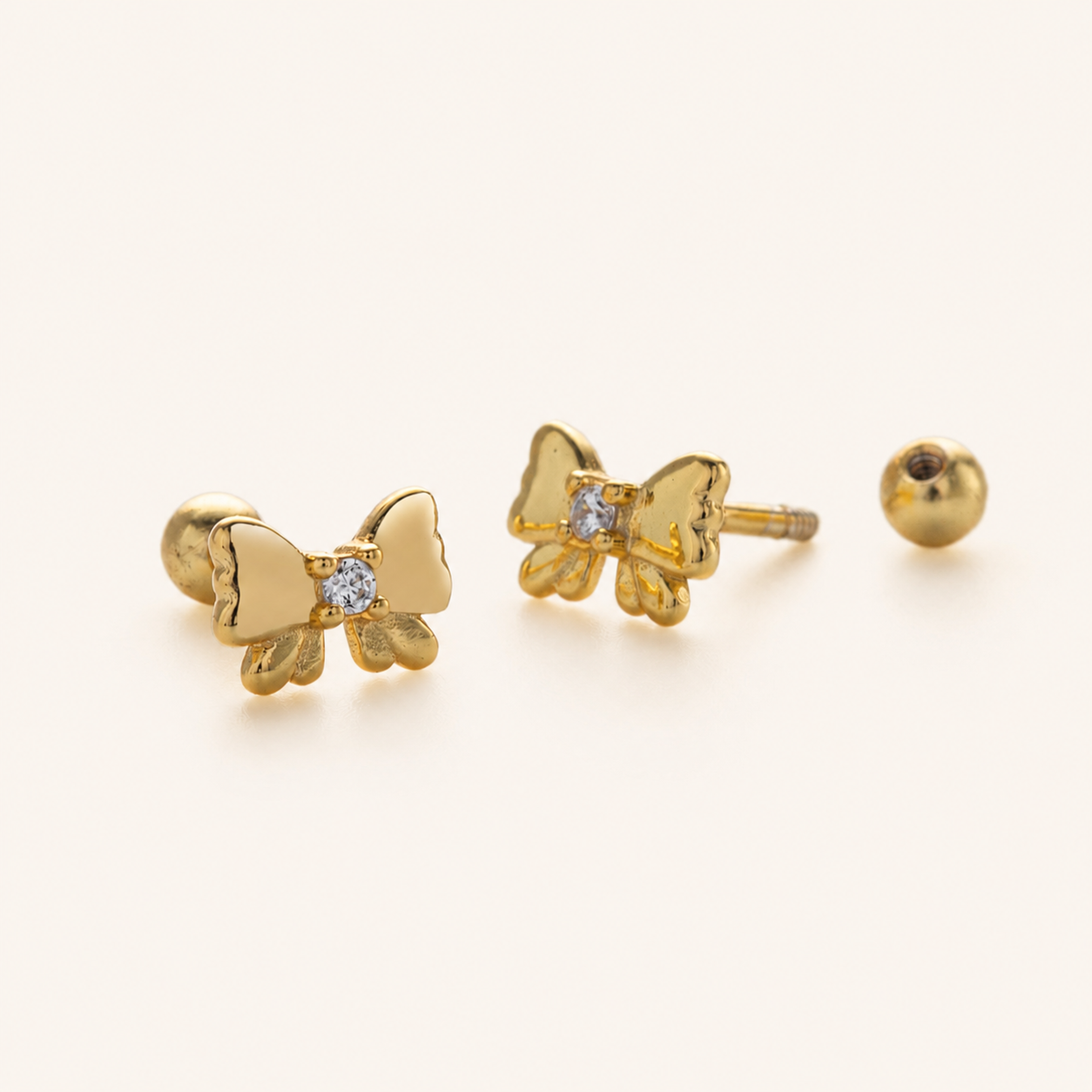 Sterling Silver Zirconia Bow Flat Back Earrings detail view