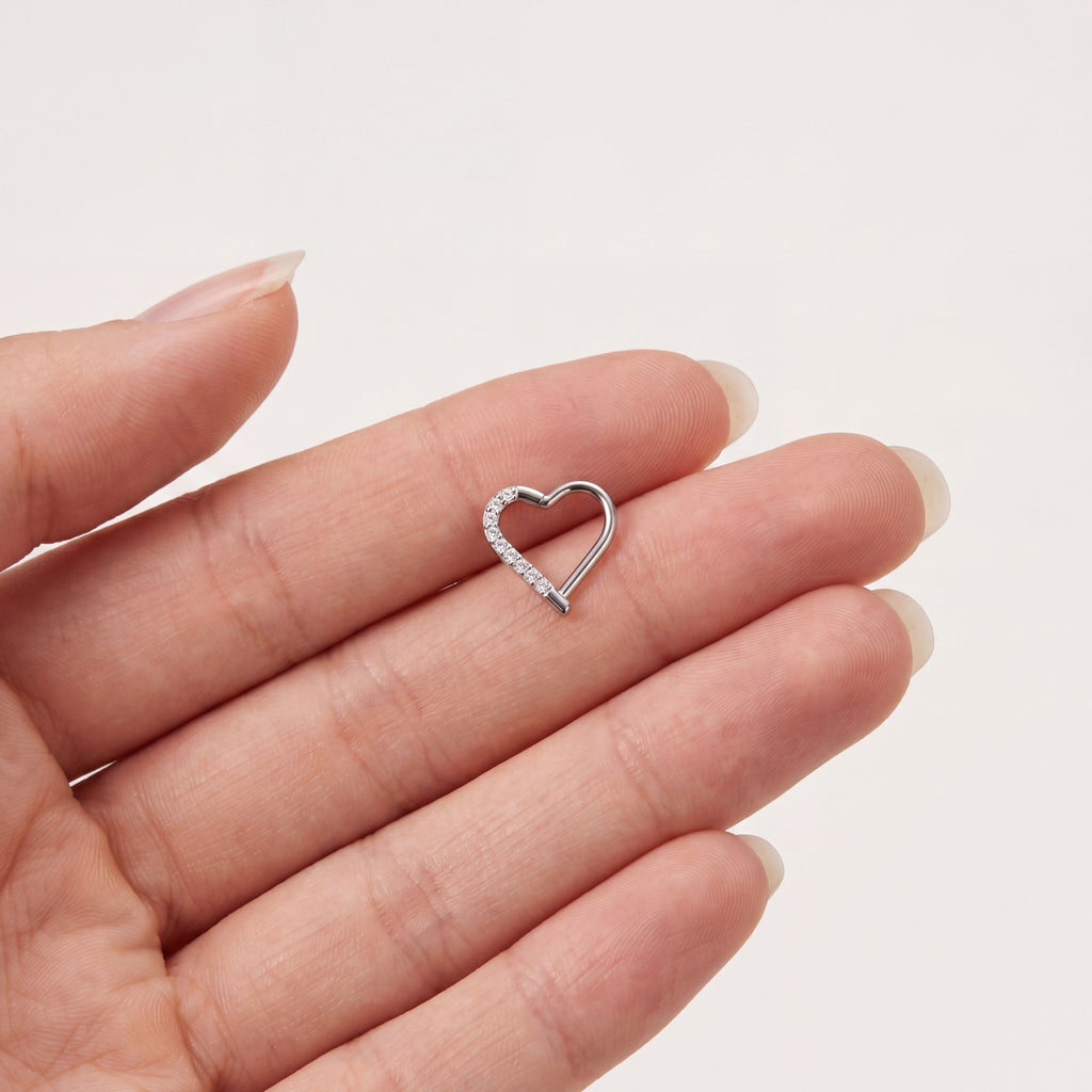 Crystal Heart Titanium Hoop Earrings - image 4