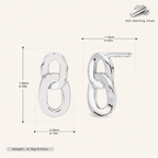 Sterling Silver Interlocking Circles Stud Earrings - Platinum