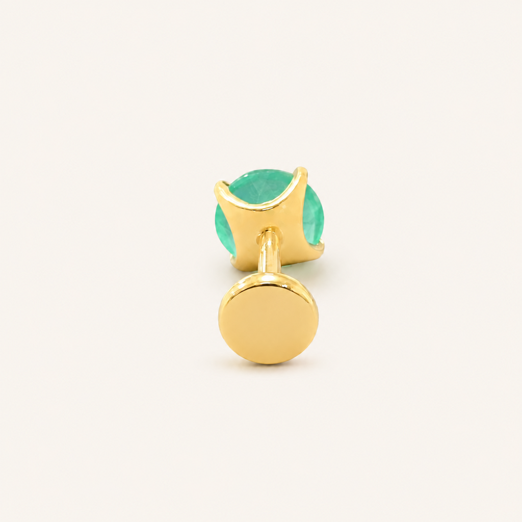 Titanium Green Agate Flat Back Stud Earrings