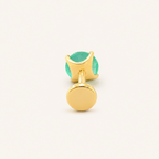 Titanium Green Agate Flat Back Stud Earrings