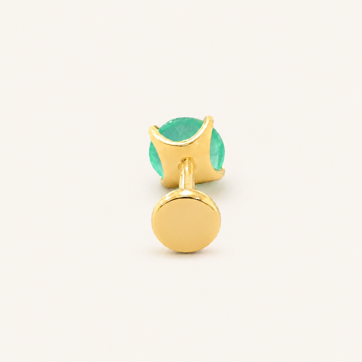 Titanium Green Agate Flat Back Stud Earrings