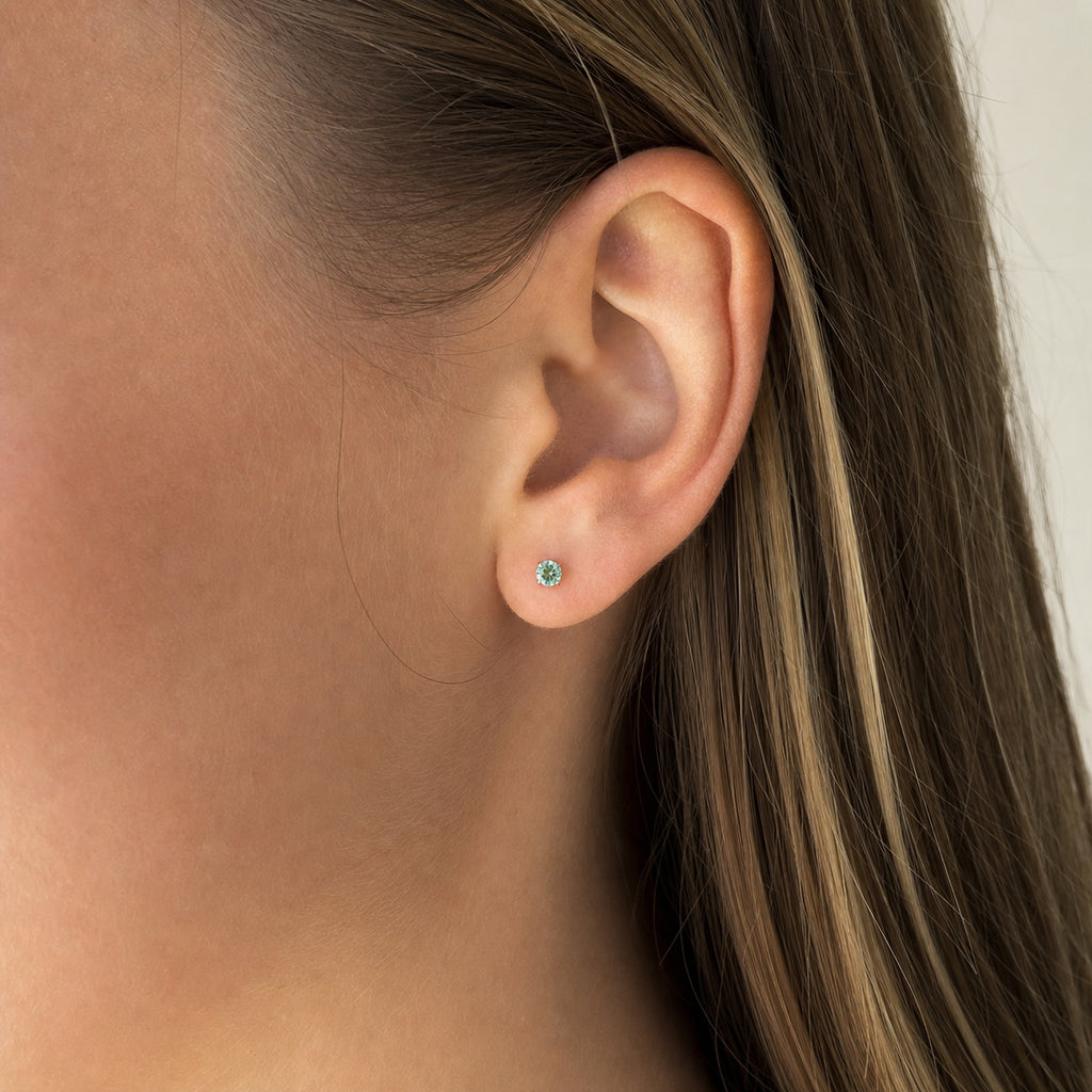 Titanium Paraiba Apatite Flat Back Stud Earrings