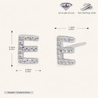 Sterling Silver Pave Initial Letter Stud Earrings - Platinum / E