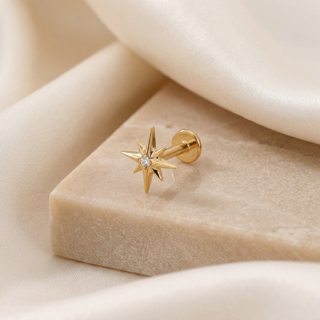 Four-Point Star Titanium Stud Earrings - image 5