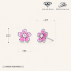 Sterling Silver Cherry Blossom Zirconia Stud Earrings - Platinum / 2