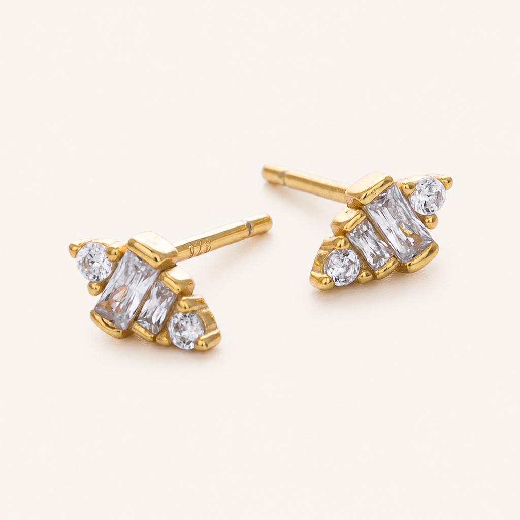 Sterling Silver Petite Zirconia Stud Earrings detail view