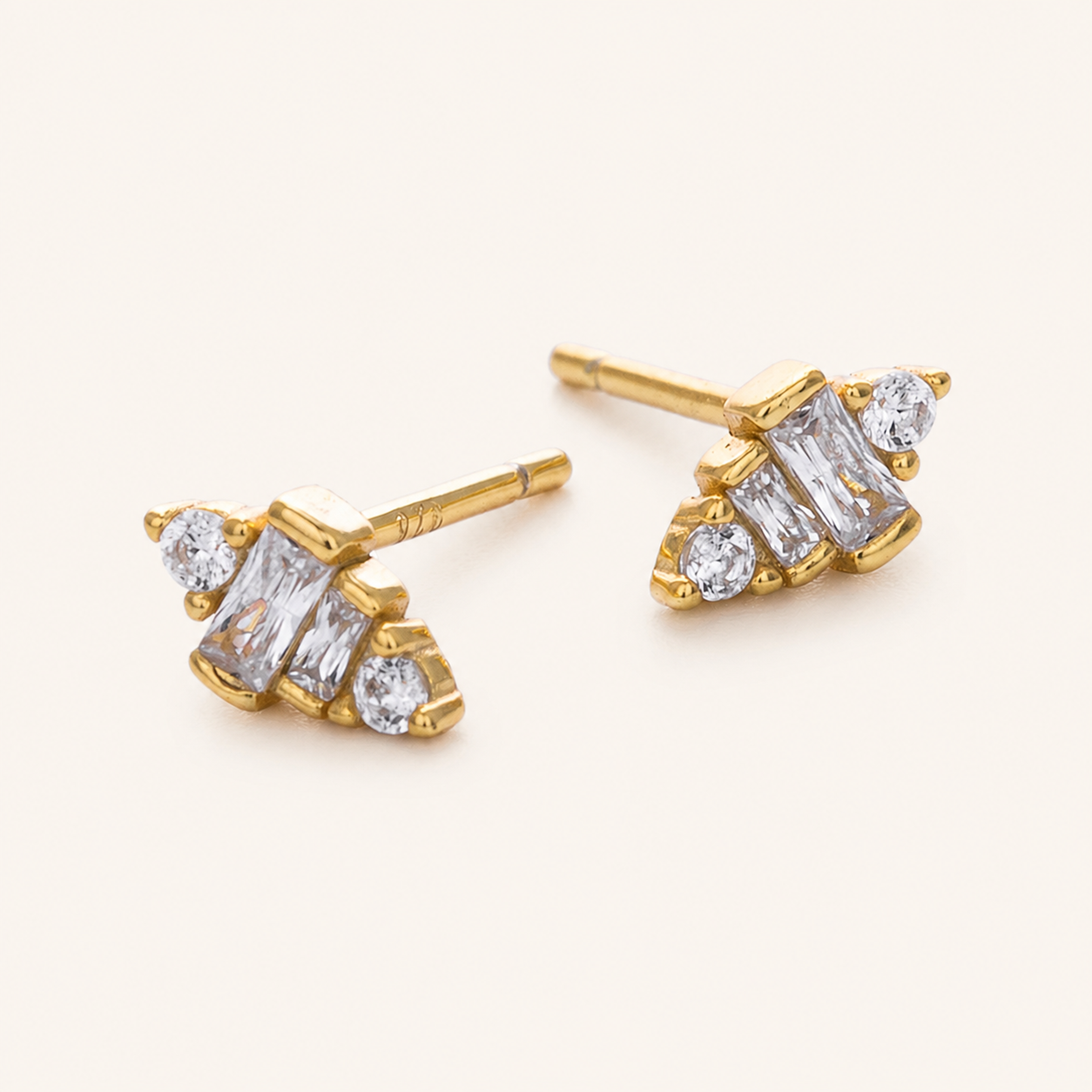 Sterling Silver Petite Zirconia Stud Earrings detail view