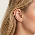 Sterling Silver U-Shape Minimalist Stud Earrings worn on the ear