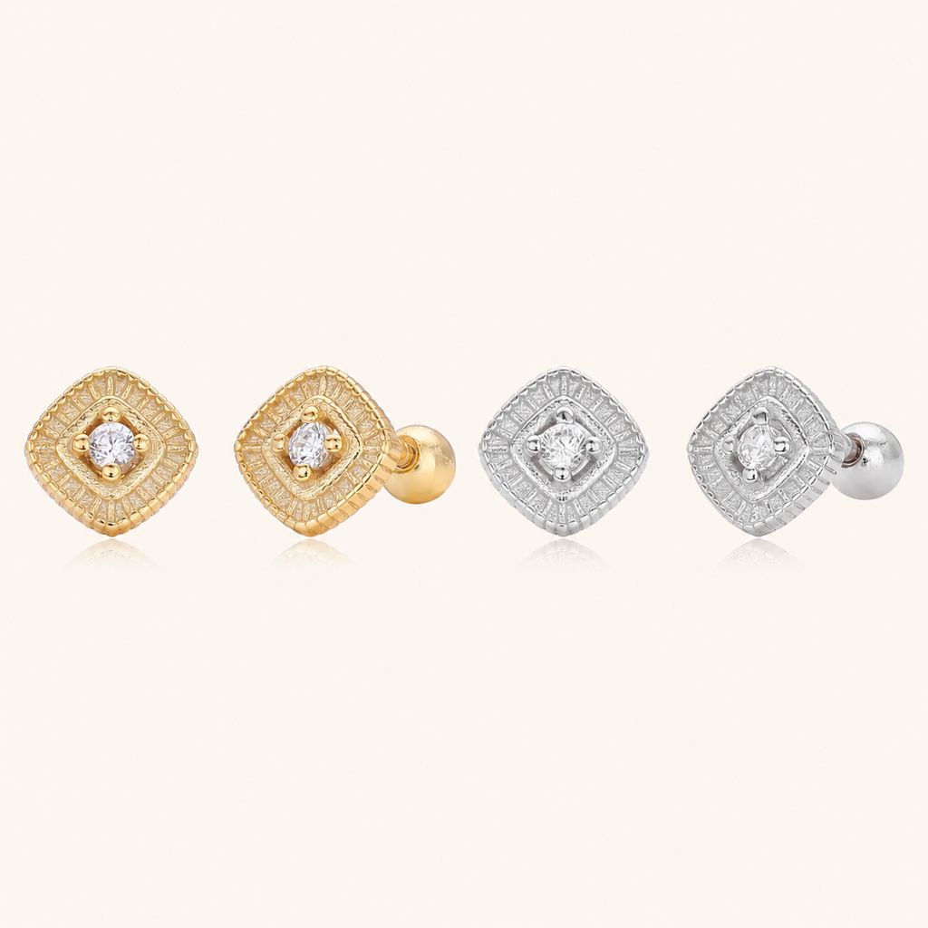 Sterling Silver French Zirconia Flat Back Earrings