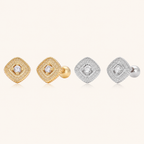 Sterling Silver French Zirconia Flat Back Earrings