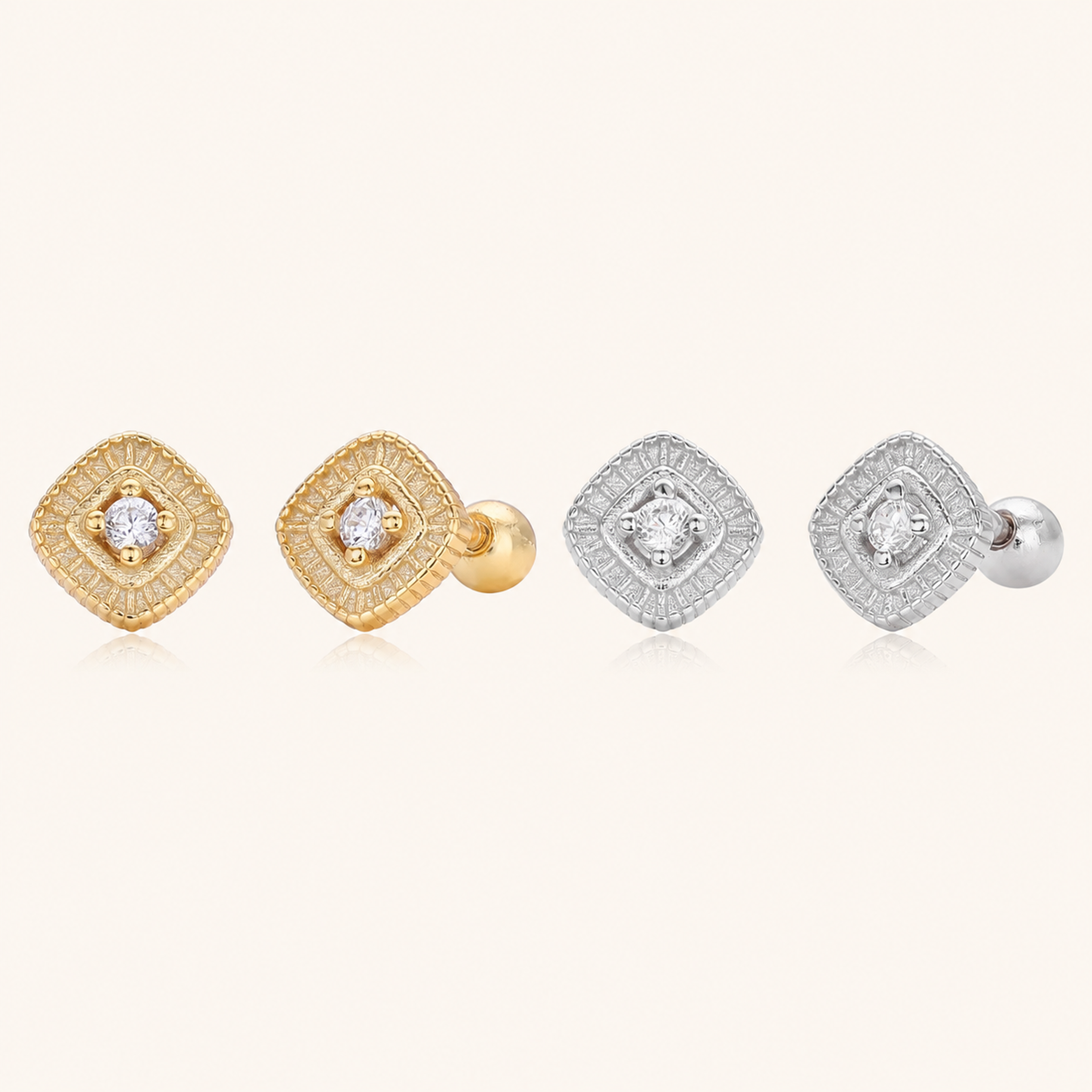 Sterling Silver French Zirconia Flat Back Earrings