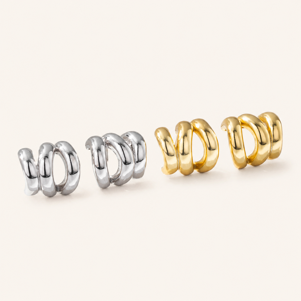 Sterling Silver French Open Circle Stud Earrings detail