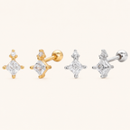 Sterling Silver Star Zirconia Flat Back Earrings