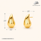Sterling Silver Teardrop Stud Earrings - Gold / Medium