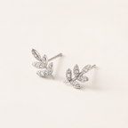 Sterling Silver Round Zirconia Solitaire Stud Earrings detail view
