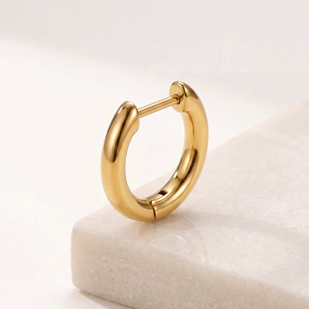 Rounded D-Shape Titanium Hoop Earrings - image 5