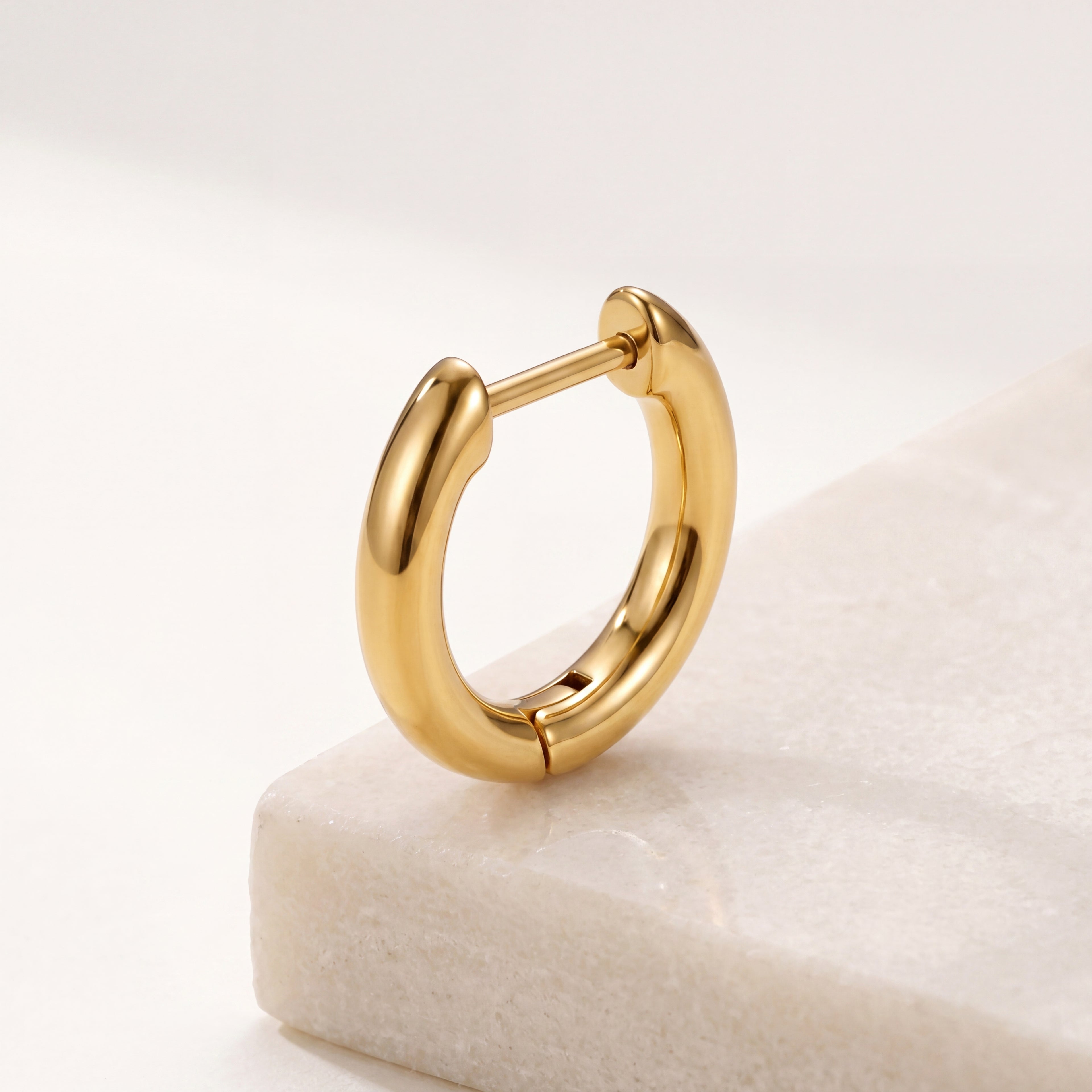 Rounded D-Shape Titanium Hoop Earrings - image 5