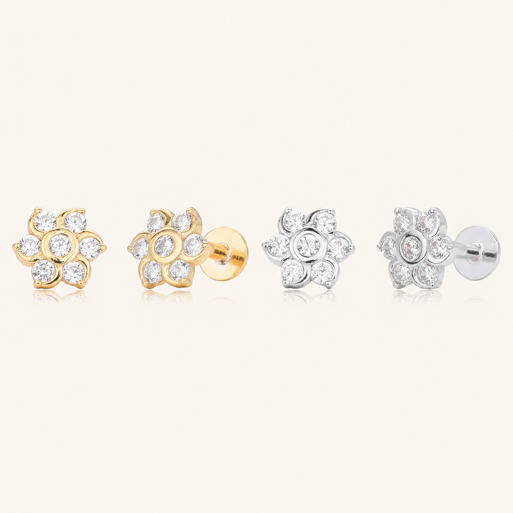 Sterling Silver Zirconia Spiral Cartilage Flat Back Earrings