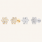Sterling Silver Zirconia Spiral Cartilage Flat Back Earrings