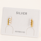 Sterling Silver Bamboo Pearl Stud Earrings detail view