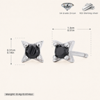 Sterling Silver Black Zirconia Stud Earrings - Platinum