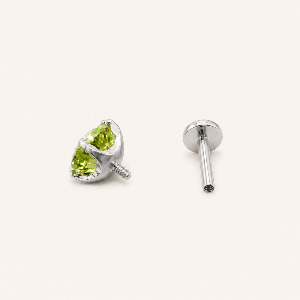 Titanium Peridot Flat Back Stud Earrings