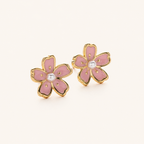 Sterling Silver Cherry Blossom Sakura Stud Earrings detail view
