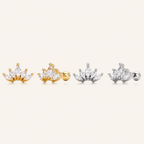 Sterling Silver Zirconia Crown Flat Back Earrings