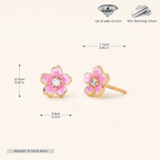 Sterling Silver Cherry Blossom Zirconia Stud Earrings - Gold / 1