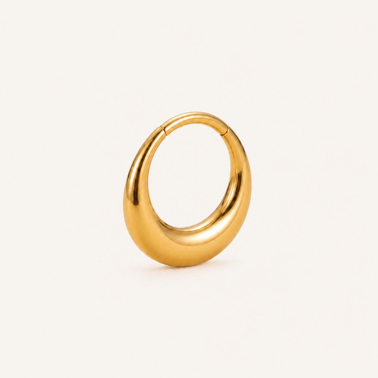 Smooth Puffy Titanium Hoop Earrings - Gold