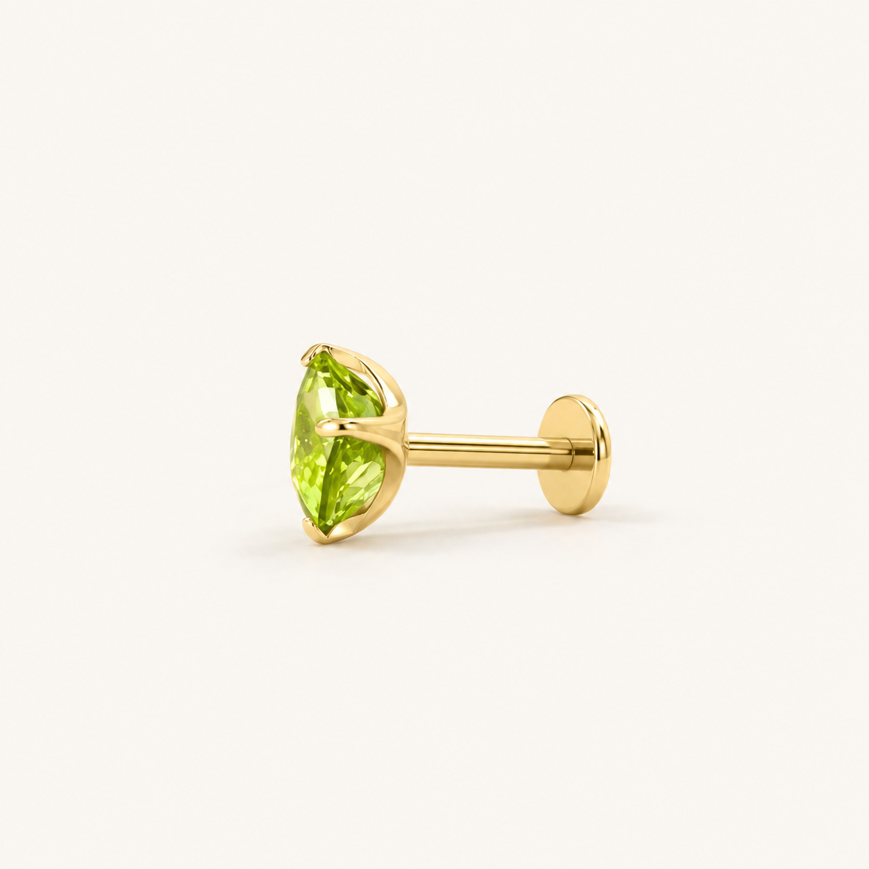 Titanium Peridot Flat Back Stud Earrings