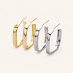 Sterling Silver Irregular Openwork Geometric Hoop Earrings detail view