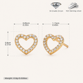 Sterling Silver Zirconia Heart Stud Earrings - Gold